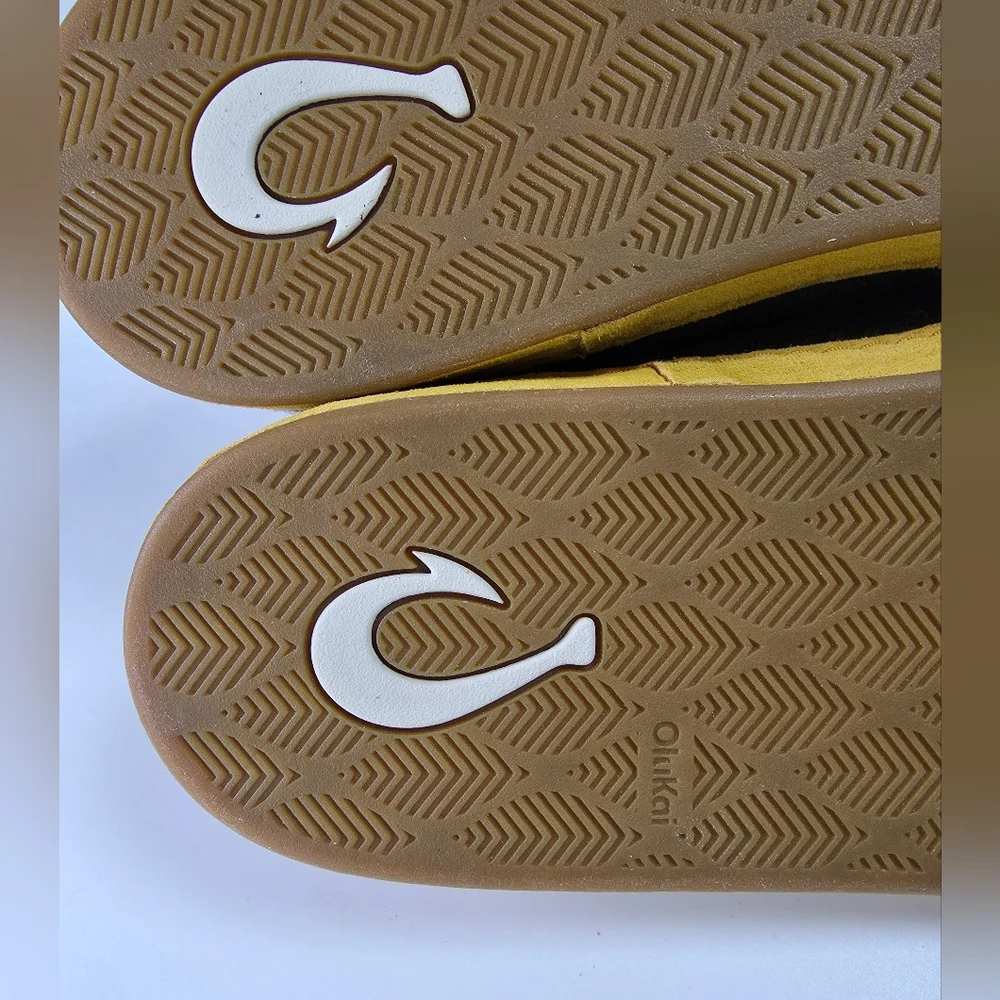 New Olukai Hamani Hulu Men's Wool Mule Slipper in Dusty Olive / Mustard Size 11